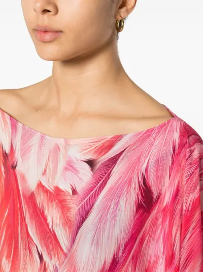 Roberto Cavalli plumage print short kaftan Eraldo YE