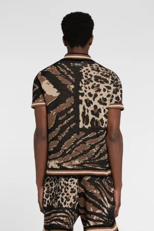 Polo con parche Animalier Patchwork de jacquard