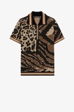 Polo con parche Animalier Patchwork de jacquard