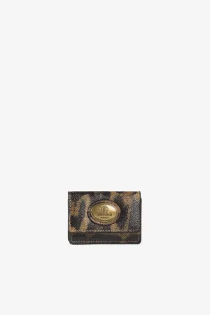 Portefeuille à imprimé léopard et ornement RC Monogram