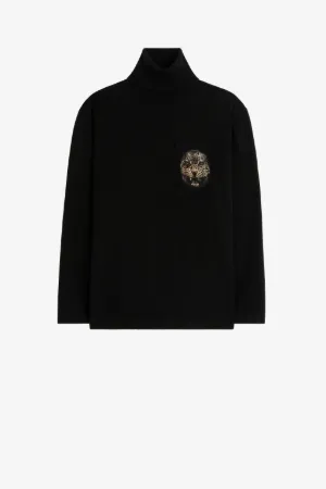 Pull en laine à appliqué imprimé Jaguar