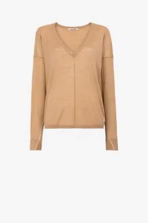 pull en laine mérinos à col v