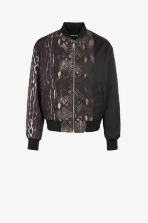 Python And Ocelot-Print Bomber Jacket