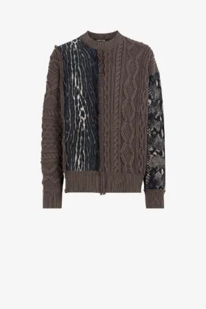 Python And Ocelot-Print Patchwork Sweater