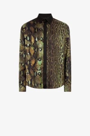 Python And Ocelot-Print Silk Shirt