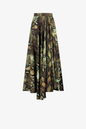 Python-Print Silk Skirt
