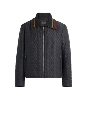 Quilted python effect nylon jacket