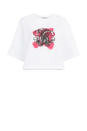 RC Monogram-Print Cropped T-Shirt