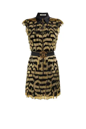 Robe à franges en perles Mirror Snake