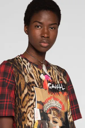 Robe à imprimés tartan et ocelot
