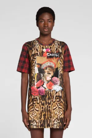 Robe à imprimés tartan et ocelot