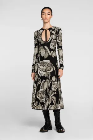 Robe à motif roses en jacquard