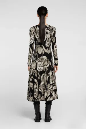 Robe à motif roses en jacquard