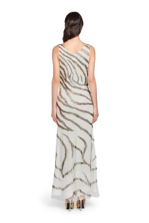 Robe à motif Zebra en perles brodées