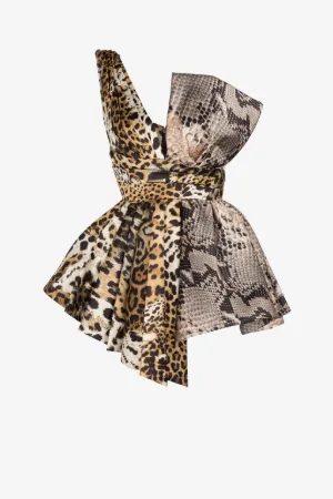 Robe asymétrique à imprimé jaguar et python