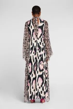 Robe caftan à imprimé jaguar