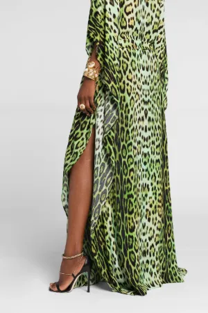 Robe caftan à imprimé jaguar