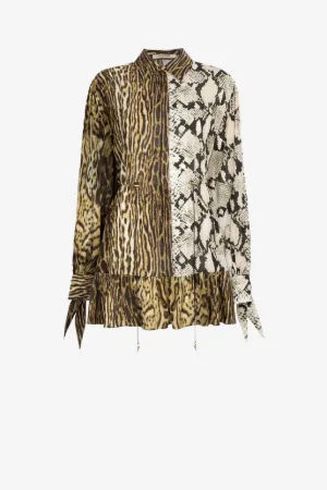 Robe-chemise à imprimés python et ocelot