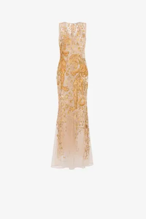 Robe de soirée à motif animalier ornementé