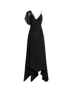 Robe drapée en soie noire