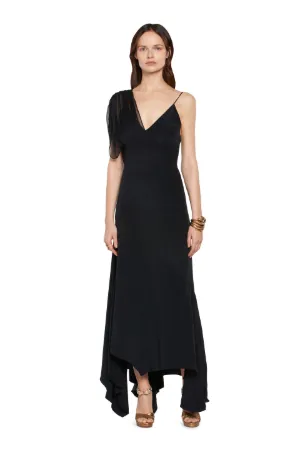 Robe drapée en soie noire