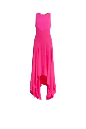 Robe drapée en soie rose 