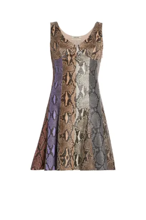Robe en cuir et python multicolore