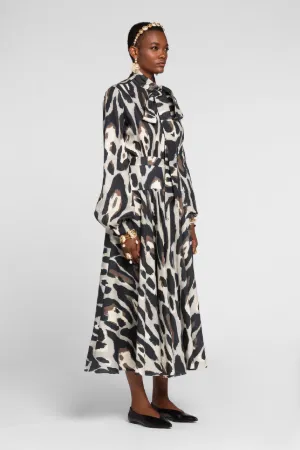 Robe en lin à imprimé jaguar