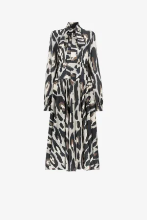 Robe en lin à imprimé jaguar