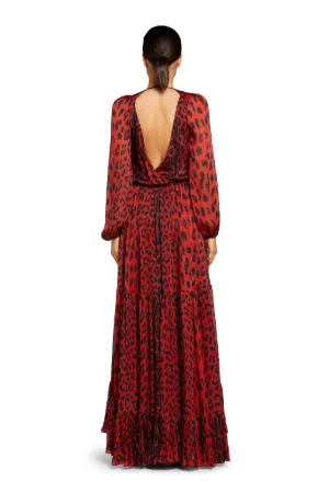 Robe en soie à imprimé Léopard et découpes
