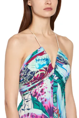 Robe en soie ivoire à l'imprimé Exotic Flora 