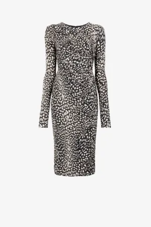 Robe froncée à imprimé guépard