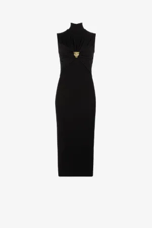 Robe froncée à tête de panthère