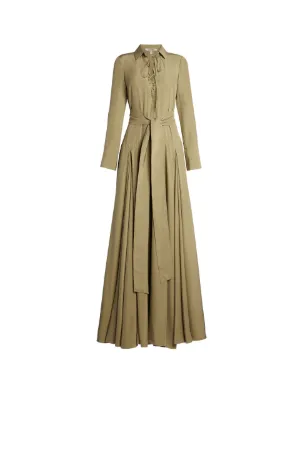 Robe longue à ceinture kaki