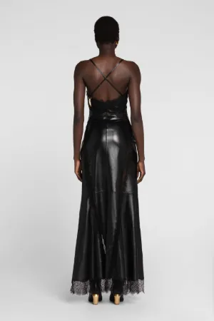 Robe longue en cuir à lacets