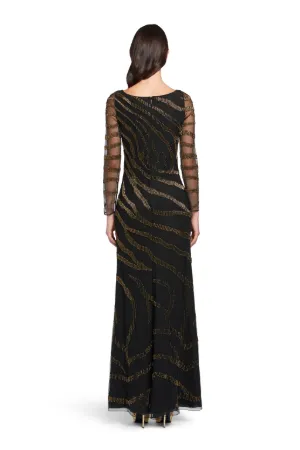 Robe longue noire à motif Zebra doré