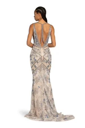 robe longue sans manches à ornements strassés
