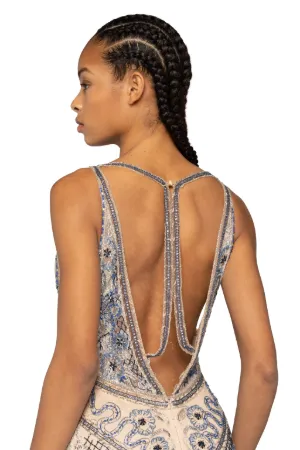 robe longue sans manches à ornements strassés