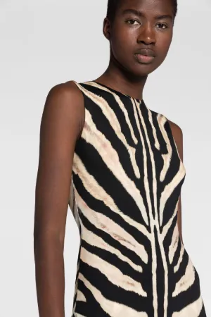 Robe sans manches à imprimé zébré