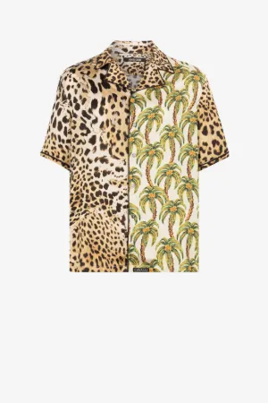 Рубашка с принтами Leopard и Palm Tree