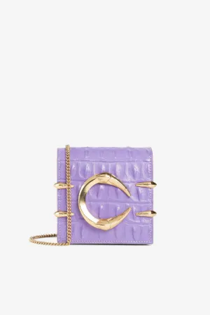 Sac à bandoulière motif croco à logo C format mini 