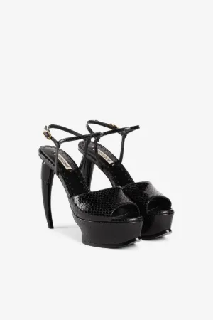 Sandali platform con tacco a zanna