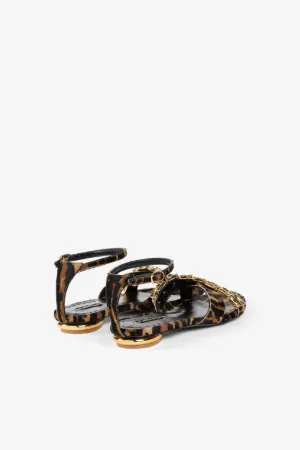 Sandalias con piel de becerro y estampado Ocelot