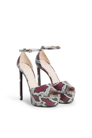 sandalias de plataforma de piel de serpiente