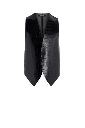 Schwarze Weste In Kroko Optik Roberto Cavalli Online Store