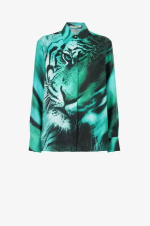 Seidenhemd mit Tiger-Print