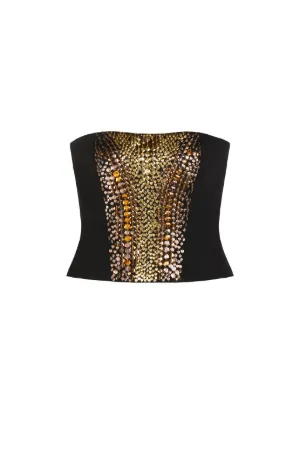 Sequin-Embellished Strapless Bustier Top