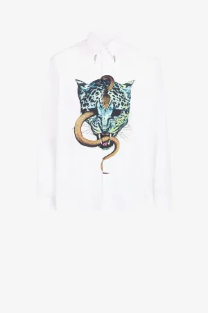 Serpentine Jaguar-Print Cotton Shirt