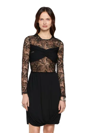 black sheer embroidered dress