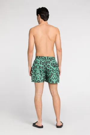 Short de bain à logo et imprimé léopard